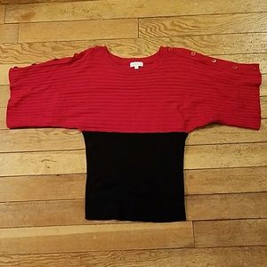 Vintage Joseph A Stretchy Ribbed Top Flared Arms